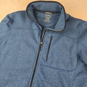 L.L.Bean Mens Slightly Fitted Full Zip Fleece Jacket XL‎ Reg Blue Heather